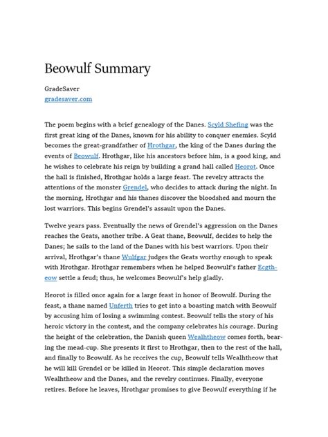 Beowulf Chapter 2 Summary