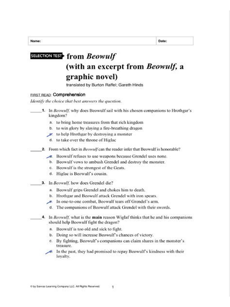 Beowulf Selection Test