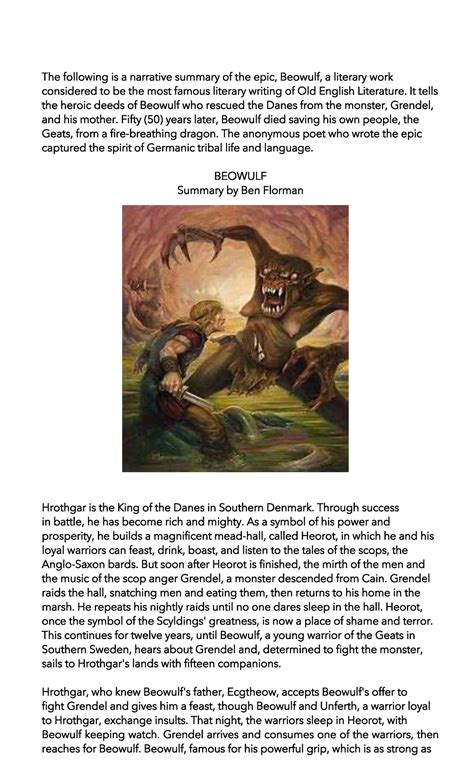 Beowulf Summary And Analysis