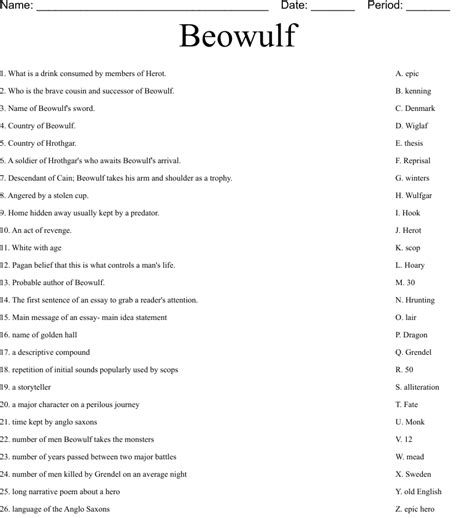 Beowulf Vocabulary Worksheet Course Hero Beowulf Vocabulary Worksheet Answers - Beowulf Vocabulary Worksheet Answers