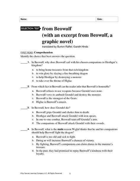 Full Download Beowulf Practice Test Answers 