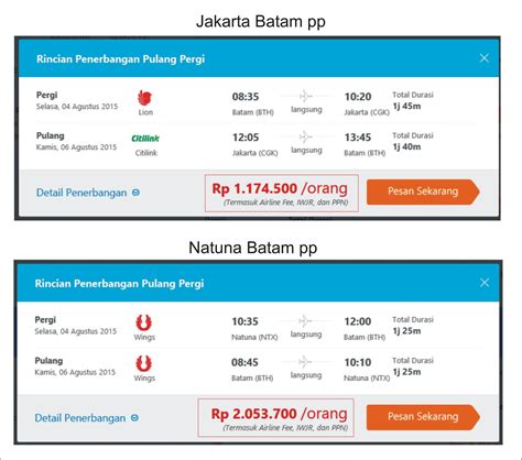berapa harga tiket pesawat dari pekanbaru ke jakarta
