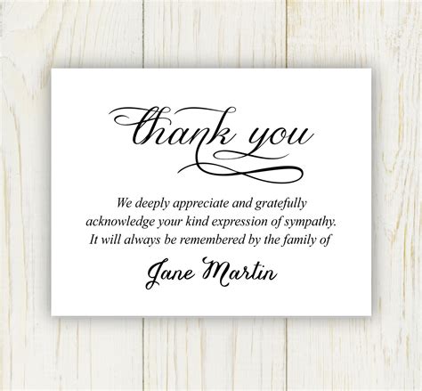 Bereavement Thank You Notes Wording