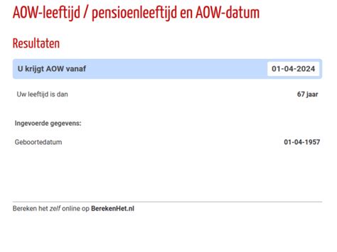 bereken aow leeftijd