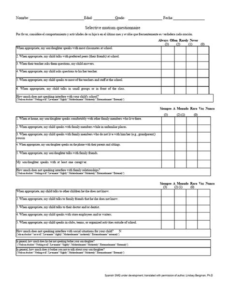 bergman selective mutism questionnaire