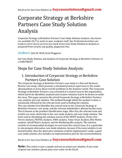 Berkshire Threaded Case Study Solution Pdfslibforme