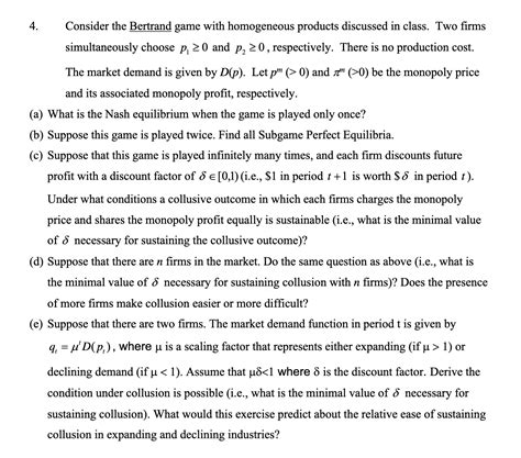 Bertrand Game
