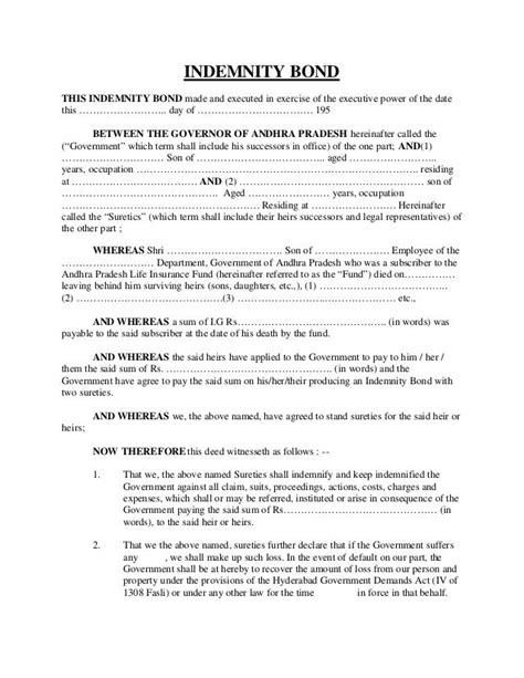 Bescom Indemnity Bond Sample