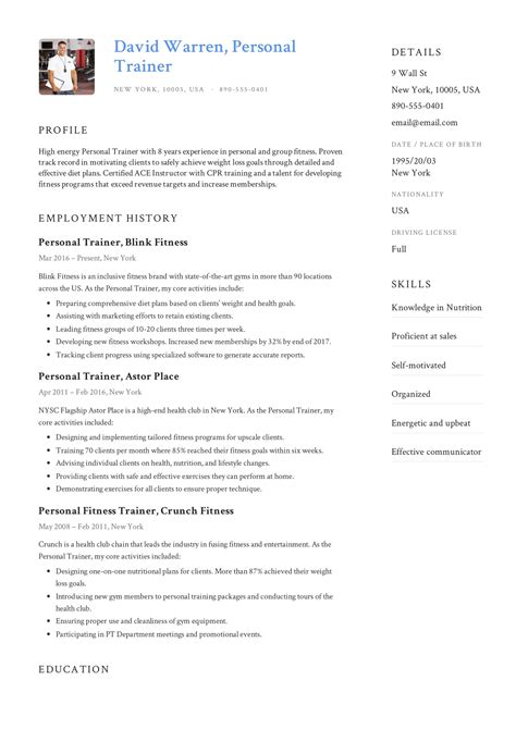 Best Personal Trainer Resume Examples In 2023 Resumehelp Personal Training Resume - Personal Training Resume