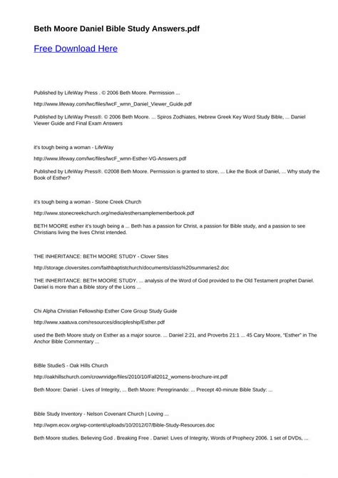 beth moore daniel study viewer guide answers