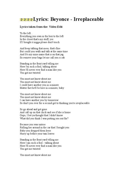 Beyonce Irreplaceable Lyrics