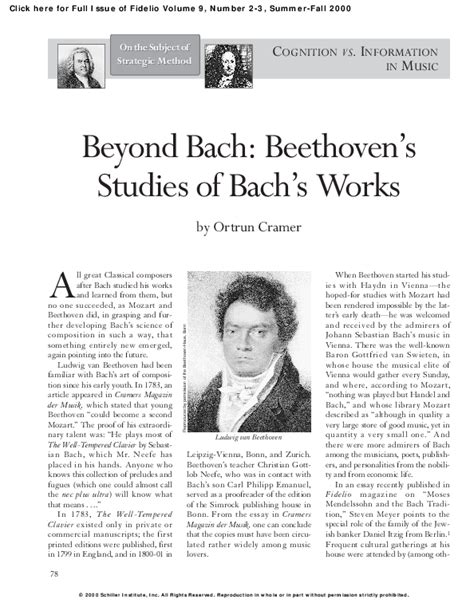 Beyond Bach Beethoven S Studies Of Bach S Works