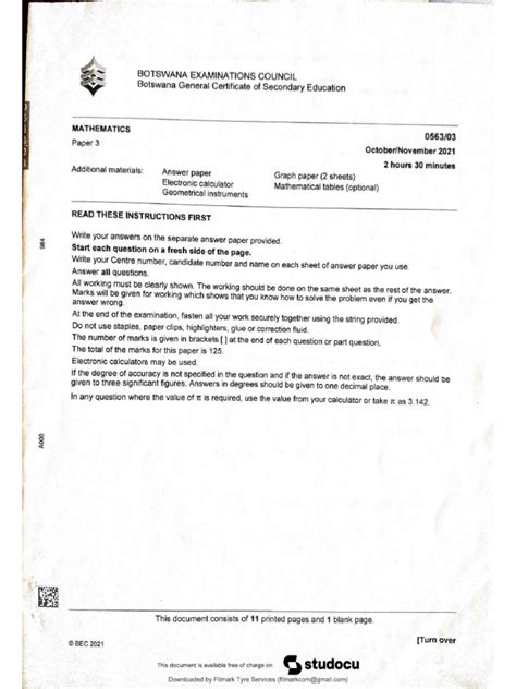 Bgcse Mathematics Paper 3