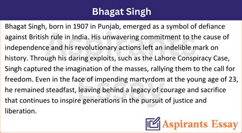Bhagat Singh Paragraph