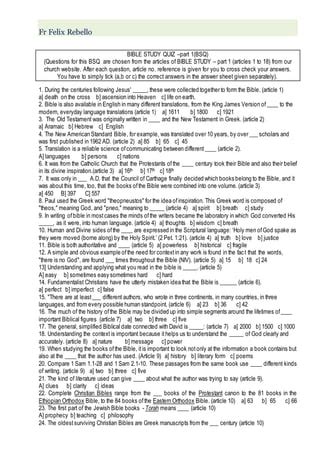 Bible Quiz Set 1