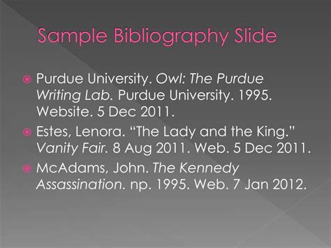 bibliography examples ppt