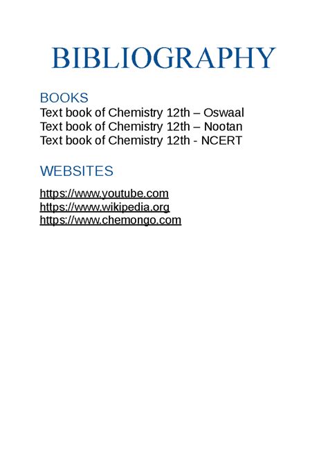 Bibliography For Project Class 12