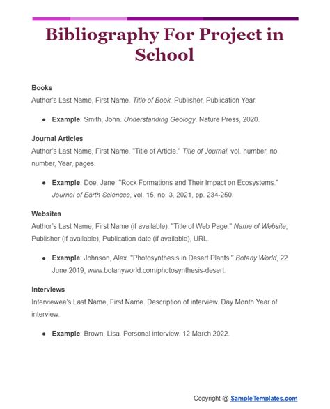 Bibliography For School Project