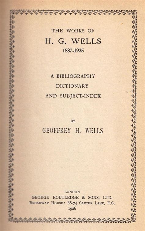 bibliography hg wells
