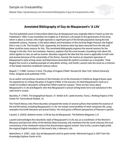 bibliography of guy de maupassant