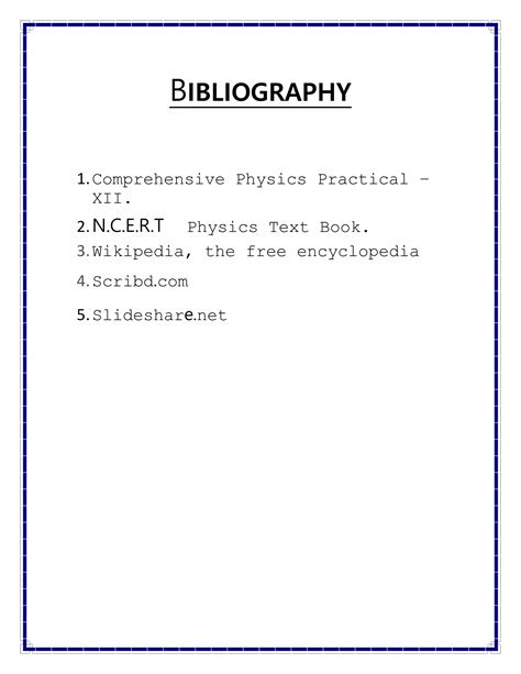 Bibliography Of Physics Project