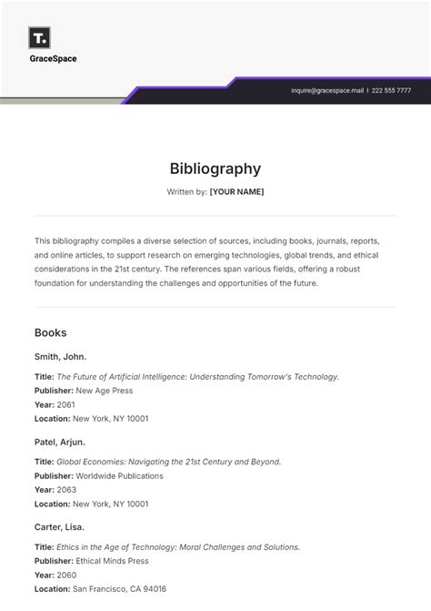bibliography page layout