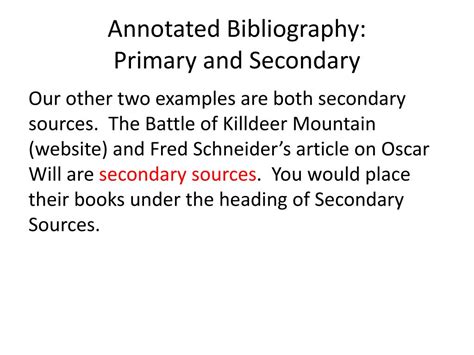 bibliography primary secondary sources