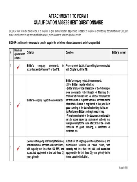 Bidder Assessment Form
