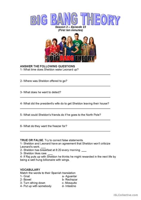 Big Bang Theory For Kids Worksheet Primary Resource The Big Bang Worksheet - The Big Bang Worksheet