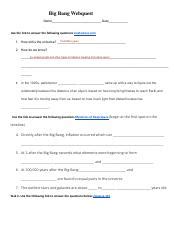 Big Bang Webquest Answer Key