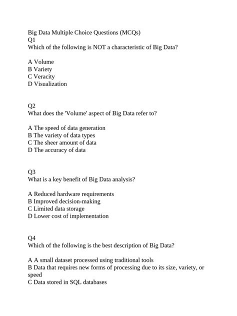 Big Data Multiple Question Answer