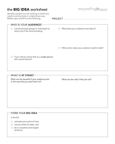 Big Idea Worksheet   Storytelling With Data Let X27 S Practice Storytelling - Big Idea Worksheet