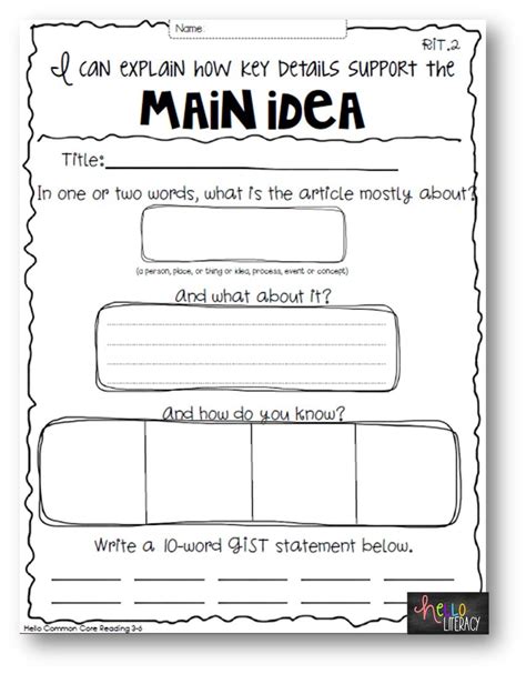 Big Idea Worksheets Learny Kids Big Idea Worksheet - Big Idea Worksheet