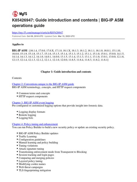 Big Ip Asm Operations Guide Support F5