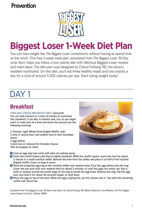biggest loser meal plan