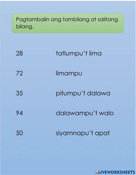 bilang at tambilang