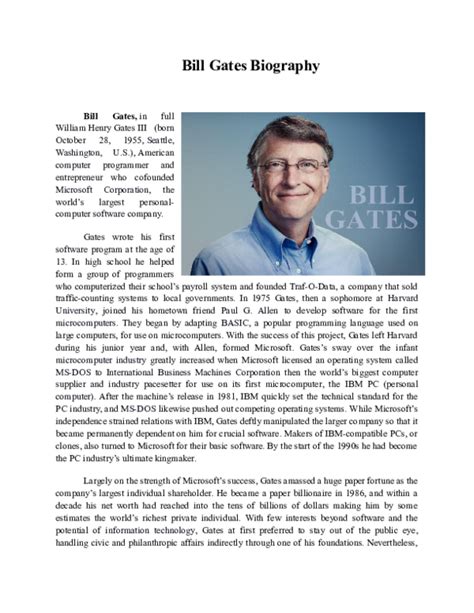 bill gates childhood biography questions and answers