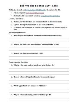 Bill Nye Cells Worksheet