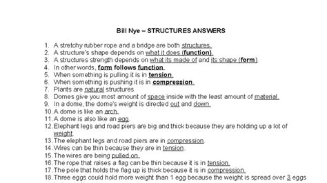 bill nye structures answers