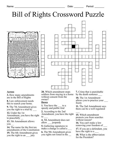 Bill Of Rights Advocate Crossword Clue Bill Of Rights Word Search Answers - Bill Of Rights Word Search Answers