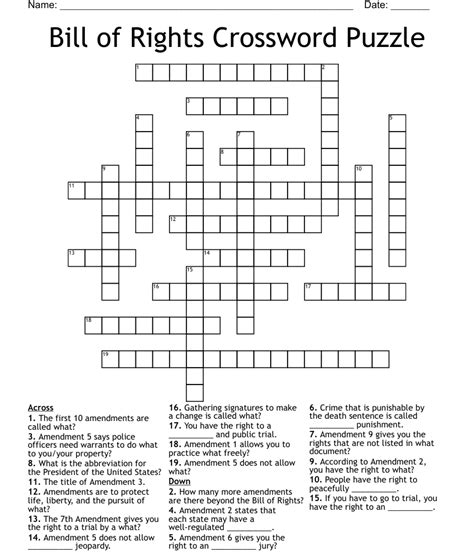 Bill Of Rights Crossword Puzzle Wordmint Bill Of Rights Word Search Answers - Bill Of Rights Word Search Answers