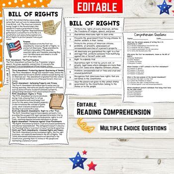 Bill Of Rights Reading Comprehension Constitution Worksheet Bill Of Rights Activity Worksheet - Bill Of Rights Activity Worksheet