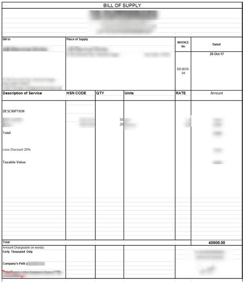 Bill Of Supply Format