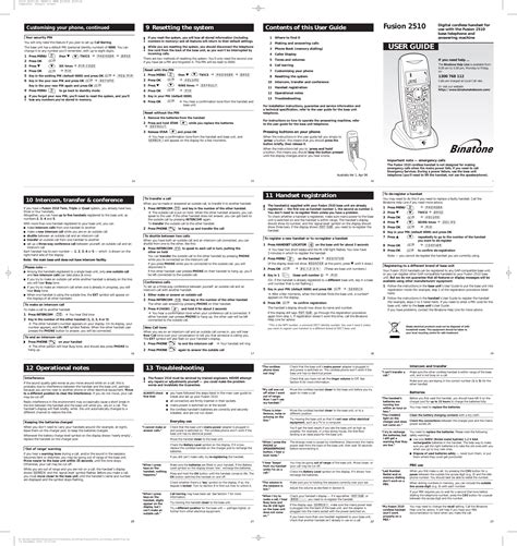 Download Binatone Fusion 2510 User Guide 