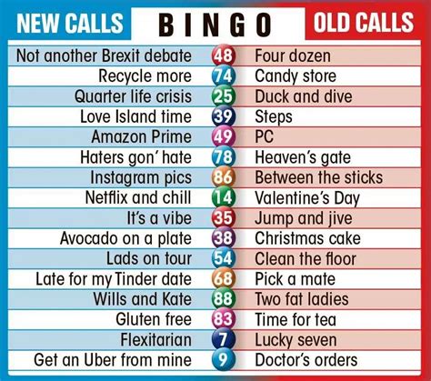 bingo call numbers funny
