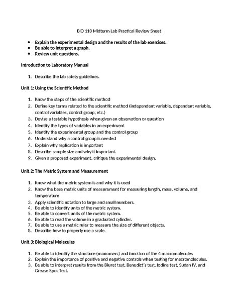 Bio 110 Lab Practical 3 Answer Key