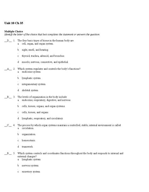 Bio Ch 35 Study Guide Answers