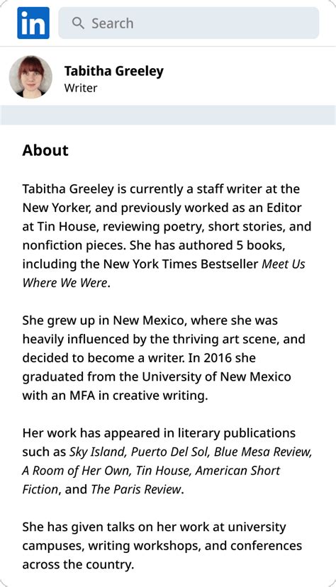 bio for a writer