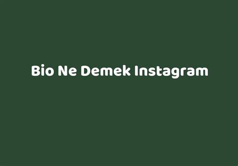 bio ne demek instagram 