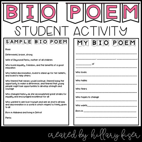 bio poem template 3rd grade